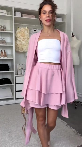 Kimono komplekts ar šortu-svārkiem